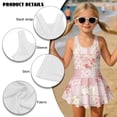 thumbnail image 6 of Xixirimido Pink Rose Floral Patchwork Print Girls Swimsuit Sleeveless One Piece Skirted Swimwear Modest Hawaiian Bathing Suit for Beach Water Park Kids Swim Dress, 3-4 Years, 6 of 7