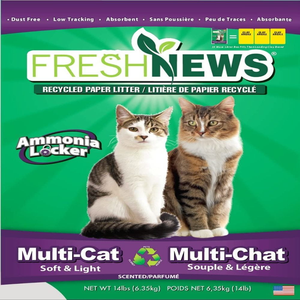 "Fresh News Recycled Paper, Original Crumble MultiCat Litter 14 Pounds