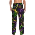 thumbnail image 3 of Picia Neon Mardi Gras Mens Soft Woven Cotton Elastic Waistband Sleep Pajama Pant Lounge Sleep Pant With Pockets And Drawstring-Large, 3 of 9