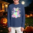 thumbnail image 2 of KPOPLK Halloween Shirts for Kids Boys Girls Ghost Tshirt Long Sleeve Funny Tee Tops Toddler Halloween Tshirt(3-4 Years,Navy), 2 of 5