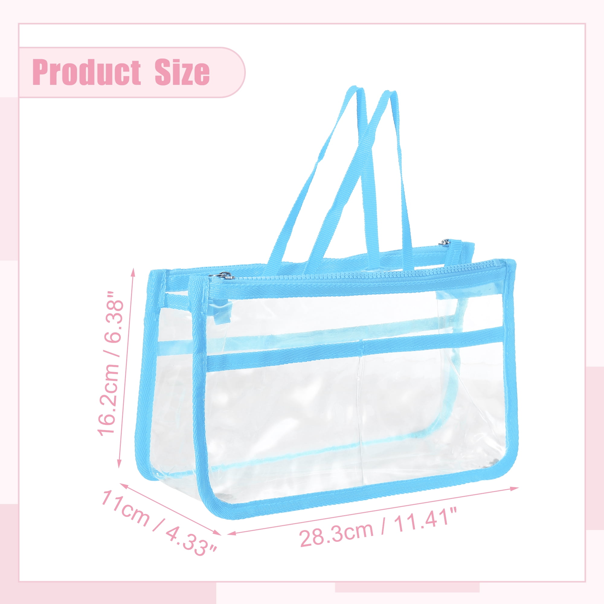 Unique Bargains 1Pc Clear Waterproof Polyvinyl Chloride Toiletry Bag Waterproof Blue