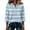 Sky Blue, variant on Satingcolo Women's Striped Polo t-Shirt Summer Oversized Contrast 3/4 Sleeve Half Button-up Pullover Tops Loose Basic Tees,Multicolor L