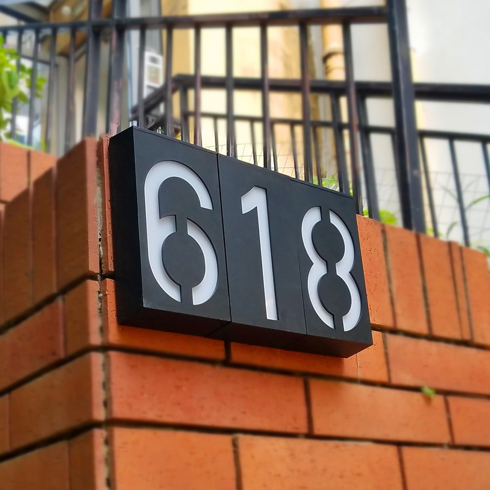 Solar LED Doorplate Light House Address Number 0-9 Wall Lamp Door Sign NEW 