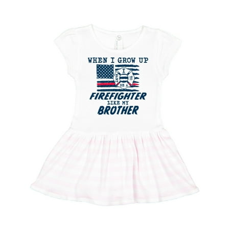

Inktastic When I Grow up I want to be a Firefighter Like my Brother Gift Toddler Girl Dress