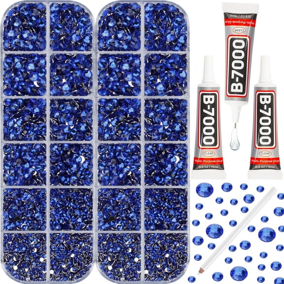 Worthofbest Flatback Rhinestones with B7000 Glue - Blue