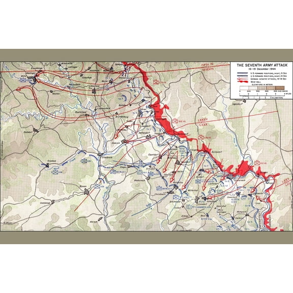 History Galore Map of Seventh Army, Battle of The Bulge 24 x 36 Poster