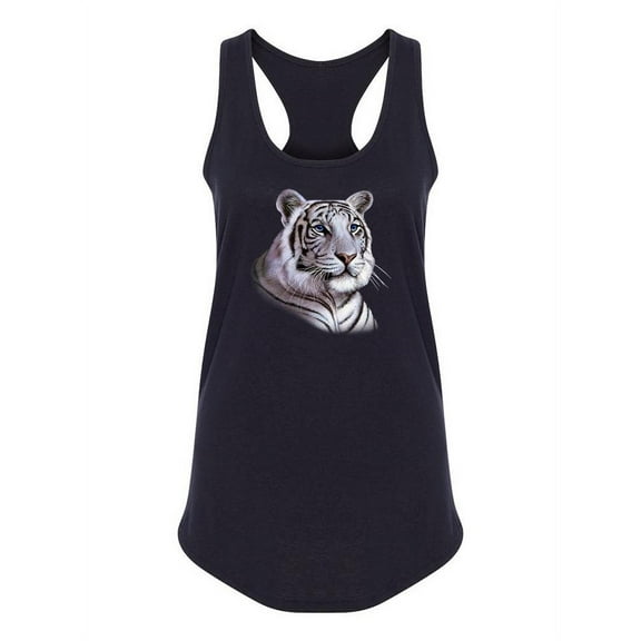 White Bengal Tiger Racerback Tank Women -SPIdeals Designs, Female Large