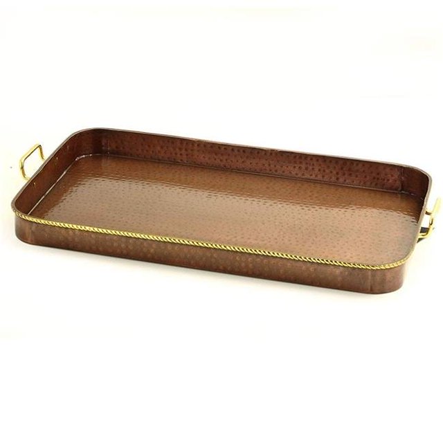 Nusteel TG-862AC 24 in. Antique Copper Hammered Rectangular Tray
