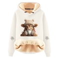 thumbnail image 4 of SONXAHE Women's Lined Highland Cow Graphic Hoodie Soft Daily Hoodies Cold Weather Hooded Sweatshirt, 4 of 4