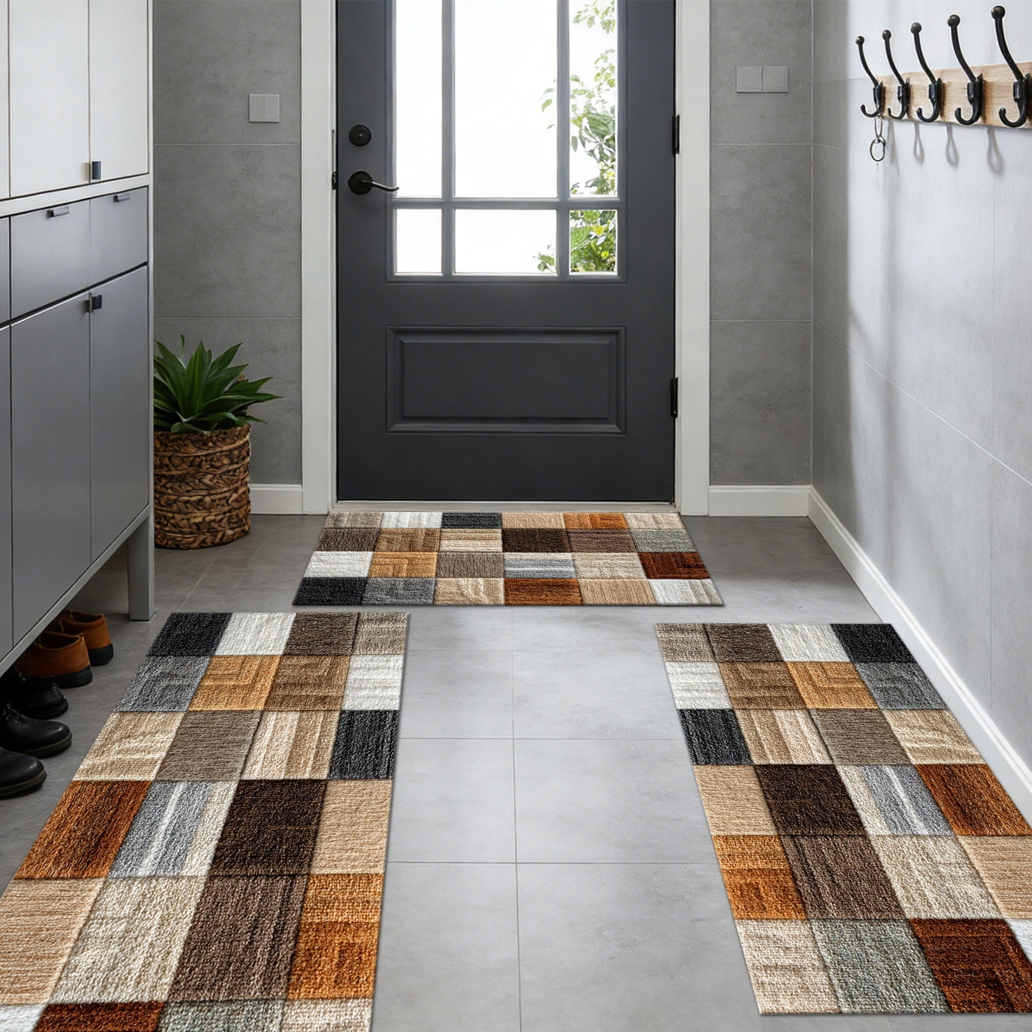 3 Piece Kitchen Rug Set, Non-Slip And Washable, Abstract Pattern Kitchen Hallway Rug, Soft And Comfortable, Suitable For Sinks, Floors, Entrances, Hallways and Bathrooms