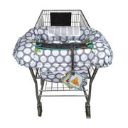 Boppy Preferred Shopping Cart and High Chair Cover with Storage Pouch, Gray Jumbo Dots, 2-Point Safety Belt, Machine Washable, 6-48 Months