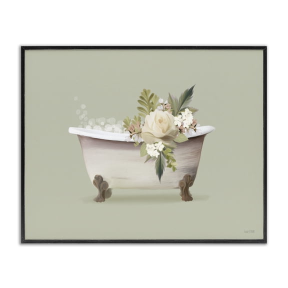 Stupell Industries Farmhouse Floral Rose Tub Black Framed Giclee Art, 14 x 11, by House Fenway