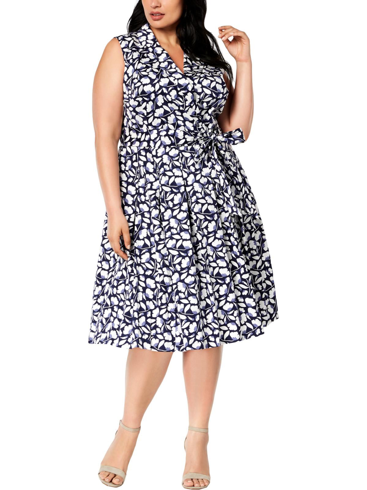 Anne Klein Womens Plus Floral Sleeveless Wrap Dress - Walmart.com