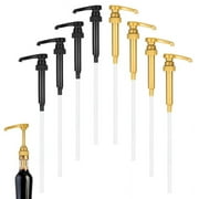 Qweryboo 8 Pcs Coffee Syrup Pump Dispenser, Squirt Syrup Pump for Syrup Bottles, Coffee Flavoring Syrup Bottle Pump Fits 25.4 oz/750ml bottles for Home, Coffee Bar, Drinking Mixes, Tea, Beverage(Gold,Black)