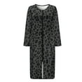 thumbnail image 4 of Xoenoiee Black Leopard Print Women's Zipper Robe Long Sleeves Housecoat Full Length Nightgown Soft Loungewear Robe with Pockets, S, 4 of 7