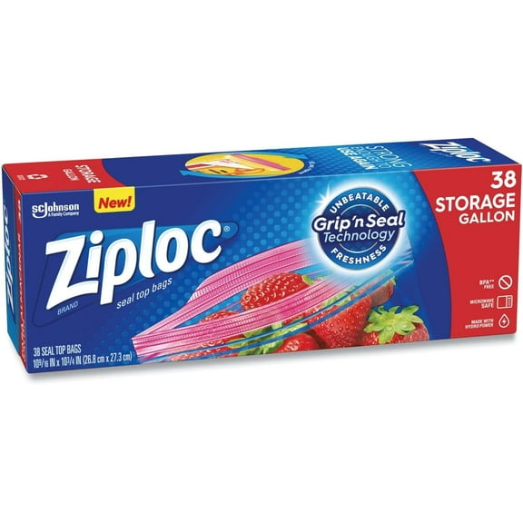 Ziploc Storage Bags Value Pack - Gallon Food Storage, Zipper Seal - 9/40 Ct Boxes, Clear