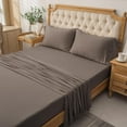 thumbnail image 4 of PURE ERA Jersey Knit Sheets Set 4Piece 20" Deep Pocket Fitted Sheet Soft 100% T-shirt Cotton (King, Solid Brown), 4 of 5