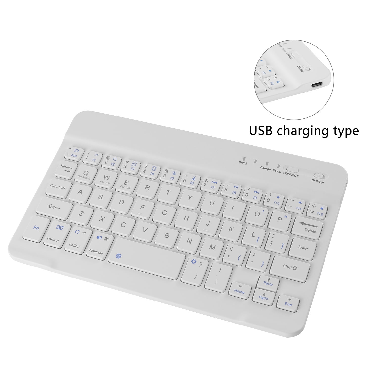 PloutoRich Wireless Keyboard, 7/8 inch Bluetooth Keyboard, Ultra-Thin Rechargeable Keyboard for Laptop Mobile Phone Tablet,Three-system Universal