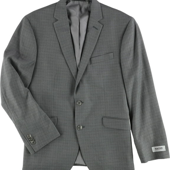 Kenneth Cole Mens Slim Two Button Blazer Jacket, Grey, 44 Long