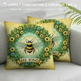 thumbnail image 3 of Leisuo Summer Throw Pillow Cover - '' Bee Floral Wreath Design, Farmhouse Decorative Cushion Case for Couch, Sofa, Home, Outdoor, 3 of 5