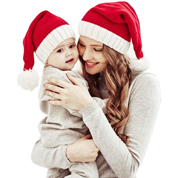 GRNSHTS Family Matching Christmas Hat Winter Warmer Mother & Baby Knit Cap Xmas Parent-Child Pom Beanie Hat Santaa Crochet Hats