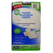 Kirkland Signature Moist Flushable Wipes, 632 Wipes