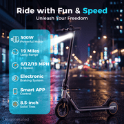 500W Electric Scooter for Adults Teens, Max 19 Miles Range 19 Mph, Portable Commuting Escooter, Smart APP Foldable E-Scooter, Cruise Control