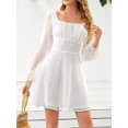 thumbnail image 2 of Women's Swiss Dot Long Sleeve Mini Dress 100% Polyester Partially Lined Bodice Easy Everyday Dress for All Occasions, 2 of 8