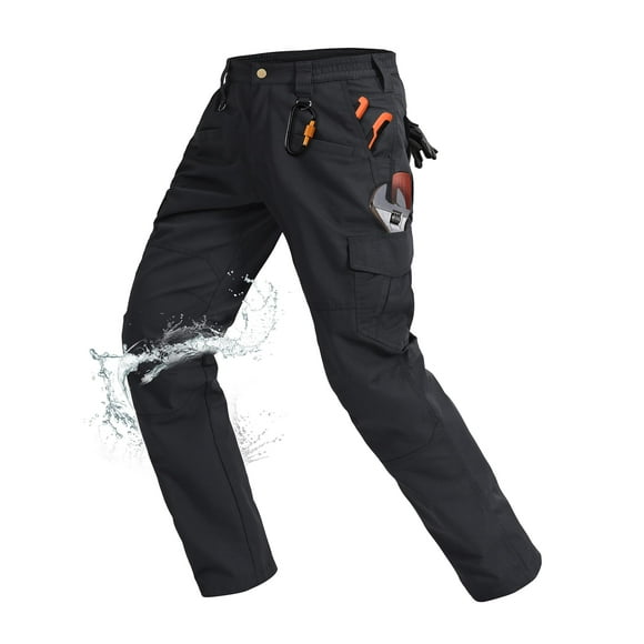 Pantalones tácticos de trabajo Rapoo para hombre, resistentes al agua, negros, 86x76 cm