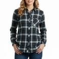 thumbnail image 2 of Arlun Womens Long Sleeve Plaid Shirts Button down Lapel College Style Tops Soft Comfort Loose Casual Asymmetrical Hem Blouses Fashion Outfits Navy L, 2 of 3