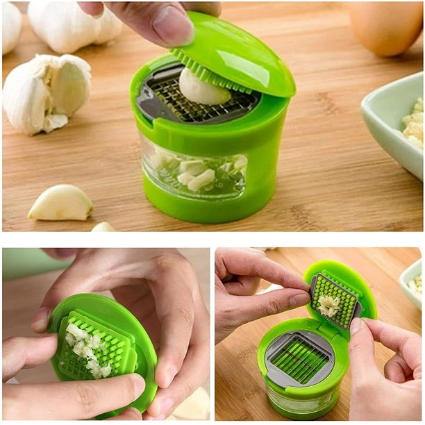 Molino de prensa de ajo de acero inoxidable, cortador de ajo, prensa de puré Manual para nuez, cacahuete, jengibre, cortador de ajo con tarro de almacenamiento