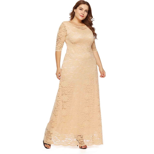 SMihono Robe Maxi Bohème d'Été pour Femmes Grande Taille Mode pour Femmes Robe Longue en Dentelle Ajourée avec Poches Robe de Soirée Robe de Fête Robe Évasée de Plage