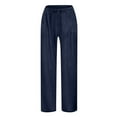 thumbnail image 5 of Hessimy Girls Pants Fashion Solid Color High Waist Loose Casual Wide Leg Pants With Drawstring Summer Trousers For Girls 4-14 Years Teenage Girls' Clothing Cargo Pants (Navy,6-7 Years), 5 of 8