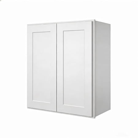 LUXEYARD Wood Wall-Mounted Cabinet RTA Kitchen Medicine Cabinet with Adjustable Shelves and 2 Soft-Close Doors Laundry Storage Cabinet for Kitchen Living Room 12 D*24 W*36 H Shaker White