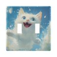 thumbnail image 2 of Dailycode Light Switch Plate Covers 3 Gang Wall Plate Plastics Outlet Covers for Kitchen Home Office Decor Cute Cat Flying in Sky, 2 of 8