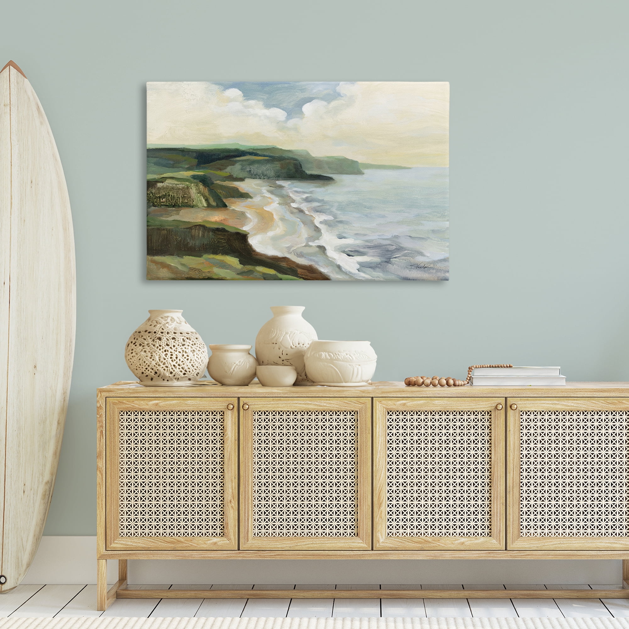 Stupell Industries Irish Coast Cliffs Landscape Painting Gallery Wrapped Canvas Art Print Wall Art, 45 x 30