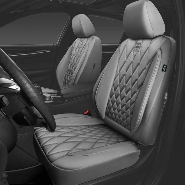 Fundas para asientos de coche CAR PASS con ribetes de piel sintética de lujo, color gris