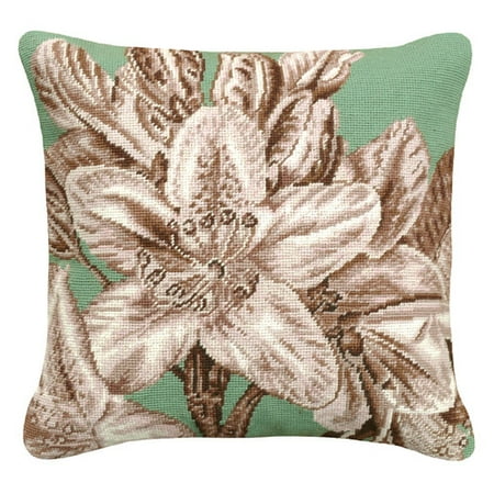 123 Creations Floral Lily Needlepoint Wool Throw Pillow