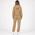thumbnail image 4 of Women's 2 Piece Sets Fall Casual Outfits Drop Shoulder Full Zip Hooded Jacket Elastic Waist Sweatpants Daily Loungewear Suits Camel L, 4 of 6