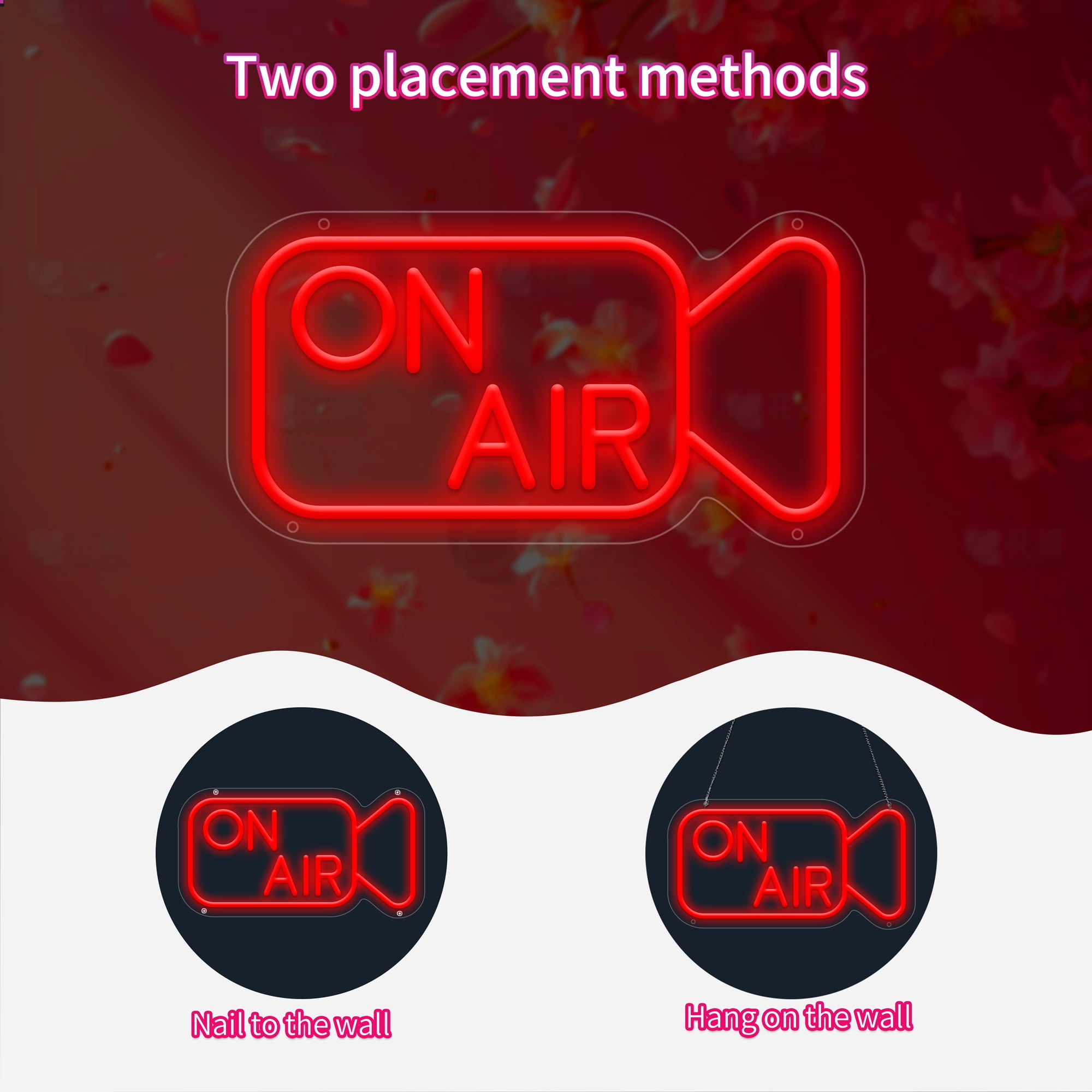 On Air Neon Sign for Wall Decor, USB Powered On Air Led Light Sign, Recording Light Sign for Bedroom Room, Game Room, Broadcasting Room, Music Studio, Play Room