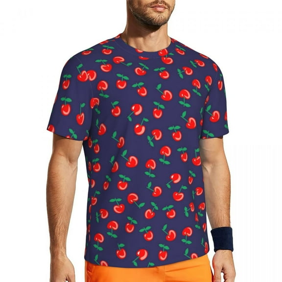Sweet Cherry Gym T-Shirt Summer Cute Fruit Print Retro T-Shirts Hip Hop Tee Shirt For Men