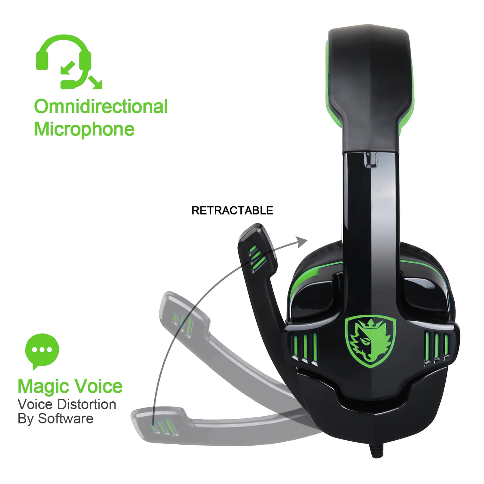 Gaming Headset Headphones PS4 Xbox One PC Computer Laptop Phone LED Stereo Green