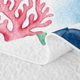 thumbnail image 5 of spefrowx Watercolor Blue Whale Twin Quilt Set for Boys, Manta Ray Jelly Coral Twin Coverlet Set, 2pcs, 5 of 7