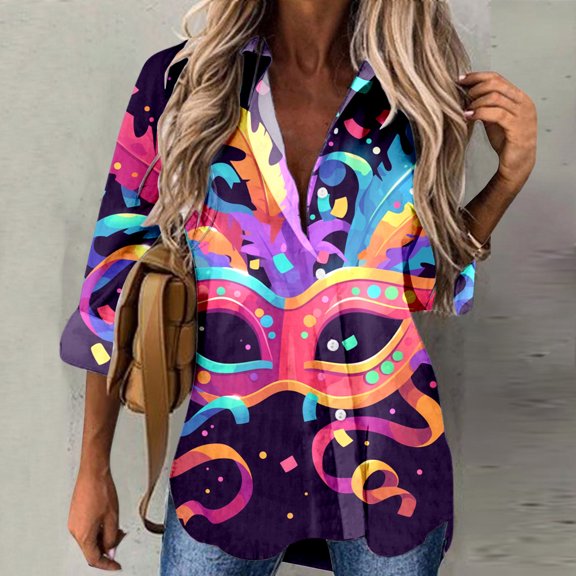 Womens Sequin Print Tops V Neck Sparkly Glitter Blouses Loose Long Sleeve Holiday Evening Party Shiny Shirts V Neck Shirts for Women Summer Button down Shirts for Women Sports Tee Classic Fit Dress