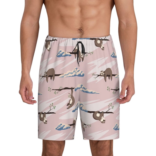Fotbe Cloud Sloth Pantalones Cortos de Pijama para Hombre, Ropa de Dormir, Pantalones de Pijama Cortos para Hombre-4X-Large