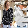 thumbnail image 6 of DISNIMO Cartoon Cat Printed Sweatshirts for Women Waffle Hoodies V Neck Pullover Tops Long Sleeve Shirts for Fall Winter, L, 6 of 7