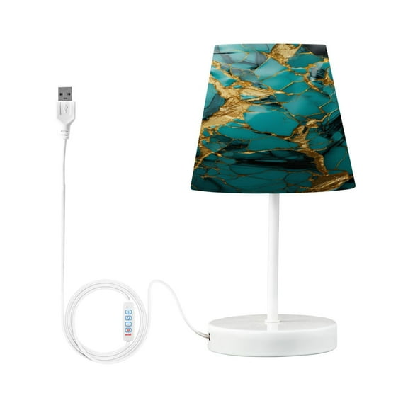 Turquoise and Gold Marble Desk Lamp LED Table Nightstand Lamps with 3 Color Temperatures for Home Bedroom Living Room Decor 6x11