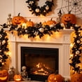 thumbnail image 2 of Clearance! Halloween Garland Lighted Dark Vine with Mini Pumpkins Berries for Mantle Fireplace Door Frame Indoor Outdoor Spooky Party Home Decoration Holiday Festival Illuminated Decor, 2 of 8