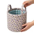 thumbnail image 4 of Floral Fabric Foldable Laundry Hamper with Handles Clothes Storage Bucket Large Capacity Collapsible for Nursery Bedroom Laundrys Room (Purple), 4 of 10