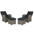 thumbnail image 3 of Ensemble de 4 Pièces en Osier Toutes Saisons Monaco w 2 Chaises Inclinables Grises et 2 Poufs, 3 of 12